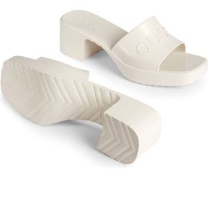 Gucci Rubber Logo Platform Slide Sandal